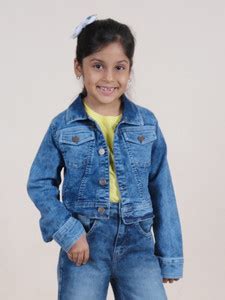 KiddoPanti Full Sleeve Washed Girls Denim Jacket - Buy KiddoPanti Full ...