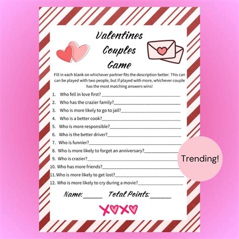 Valentine's Couples Matching Game, Valentines Day Printable Game ...