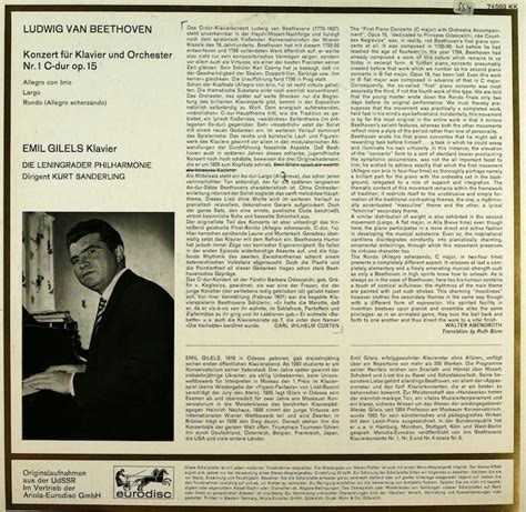 Kurt Sanderling. Leningrader Philharmonie. Emil Gilels. Beethoven ...