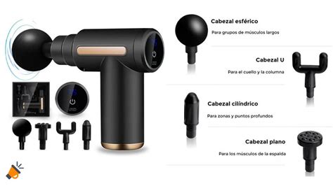 Mini pistola de masaje con 6 velocidad, 4 cabezales y maletín por SOLO ...