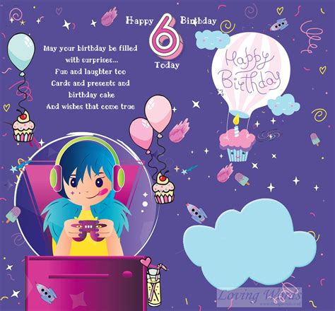 6th Birthday Girl Happy Birthday 6 Today | Greeting Cards by Loving Words
