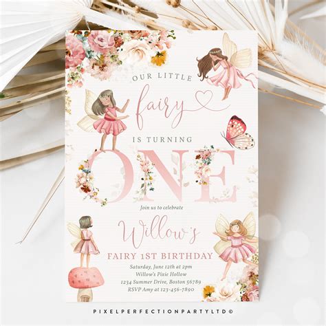 Editable Fairy Birthday Invitation Whimsical Wildflower Fairy | Etsy Australia