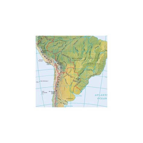 Buy South America Political & Physical Continent Map with Country Flags ...