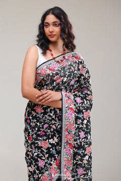 Hand Embroidery Organza Sarees Online In India | Singhania's