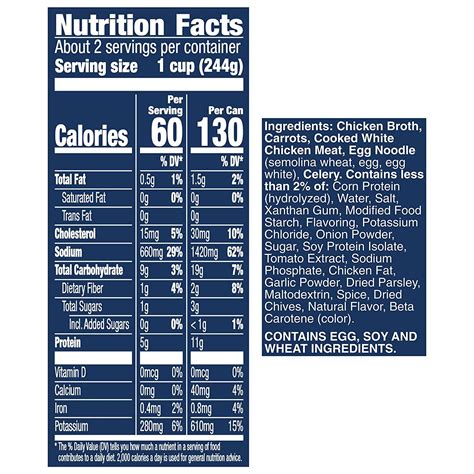 Egg Noodle Soup Nutrition Facts at James Loch blog