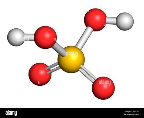 Sulfuric acid (H2SO4) strong mineral acid molecule. Atoms are Stock ...