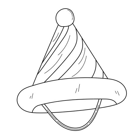 Premium Vector | Black and white drawing of a party hat with a ribbon ...