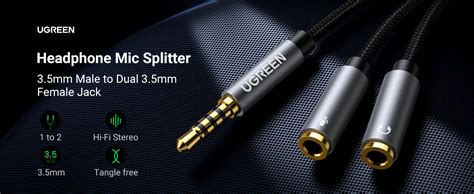 Buy UGREEN Headset Adapter Headphone Mic Y Splitter Cable, 3.5mm Stereo ...