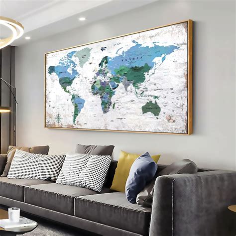 Large Framed World Map 的图像结果