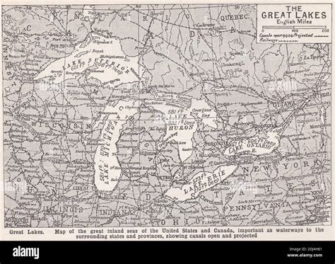 Vintage map of the Great Lakes - Map of the great inland seas of the United States and Canada ...