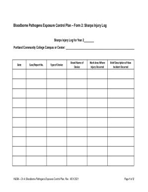 Fillable Online Form 2: Sharps Injury Log Fax Email Print - pdfFiller