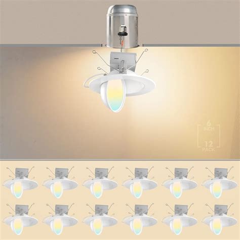bulbeats 6inch Dimmable Gimbal Retrofit LED Recessed Lights, 1200LM 12W ...