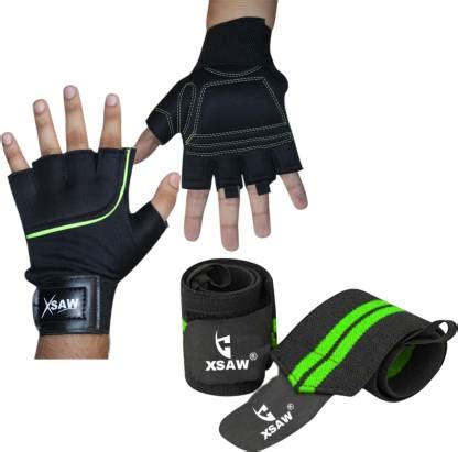 XSAW Weight Lifting Fitness Gym Gloves and Wrist Strap Combo Pack (FREE ...