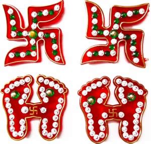 Dms Retail 5.08 cm Multicolored Stone Studded 2 Pair of Swastik Sticker ...