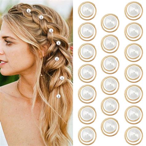 Amazon.com : Hapdoo 20pcs Pearl Hair Clips, Gold pearl Spiral Hair Clip ...