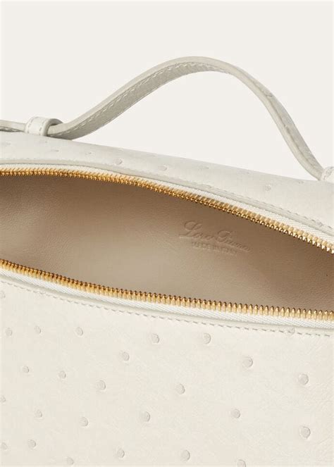 Extra Pocket L19 in Ostrich Leather Whisper White | Loro Piana
