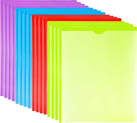 Amazon.com : 30 Pcs Heavy Duty Plastic Folders with Clear Front Pocket ...
