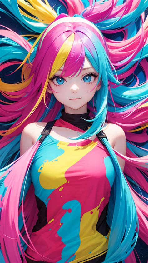 Download wallpaper 1080x1920 girl, hair, colorful, anime, art samsung ...