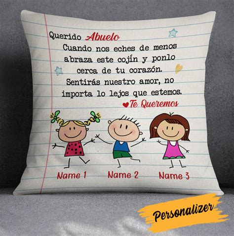 Spanish Grandfather Cuddle Pillow, Abuelo Pillow, Hug This Pillow, Gift From Grandpa, Gift for ...