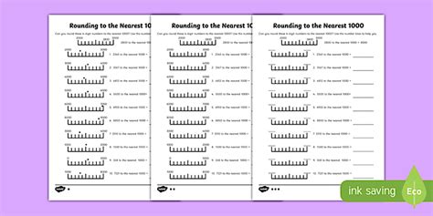 Rounding to the Nearest Thousand– Differentiated Worksheets