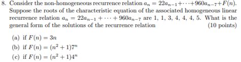 Image result for Homogeneous and Non Homogeneous Recurrence Relation Questions