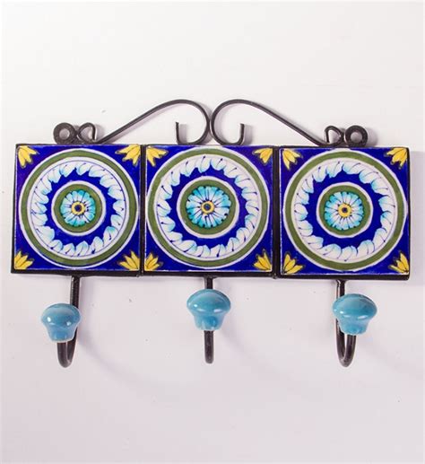 e-Vogue Blue Pottery Wall Hooks : Amazon.in