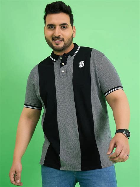 Men Plus Size Derailleur Grey Colorblock Polo Tshirt – bigbanana