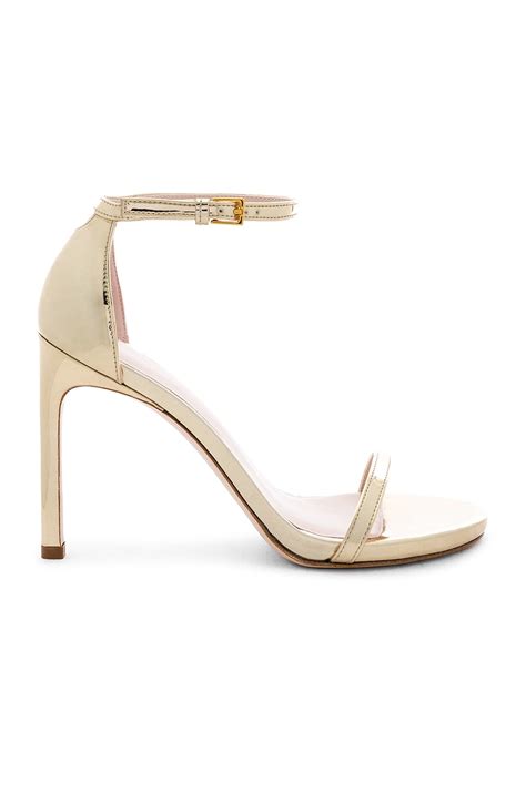 Stuart Weitzman Nudist Heel in Pale Gold Specchio | REVOLVE
