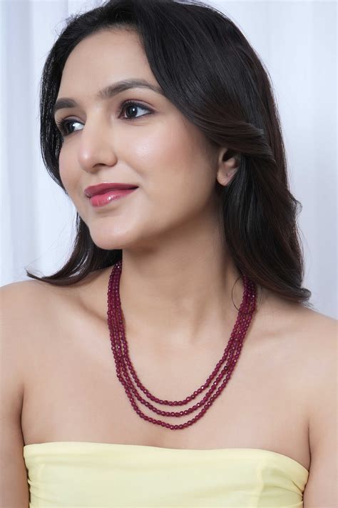 Three Layered Ruby Red Necklace – Jaipri