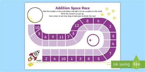 Addition Race Worksheet