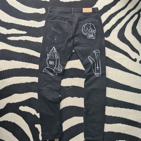 Men's Black and White Jeans | Depop