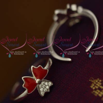 S13214 Pink Enamel 92.5 Silver Antique Toe Rings South Indian ...