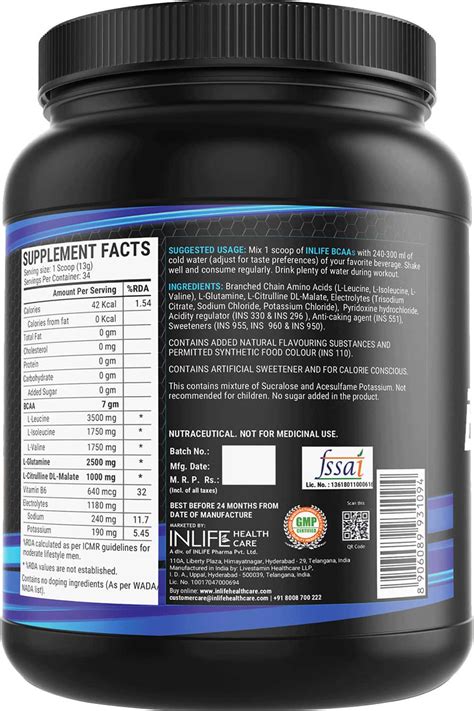 Buy INLIFE BCAA SUPPLEMENT 7G AMINO ACIDS INSTANTIZED FOR PRE POST ...