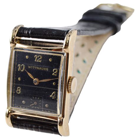 Wittnauer Yellow Gold Filled Art Deco Tank Watch with Unique Dial 1940 ...
