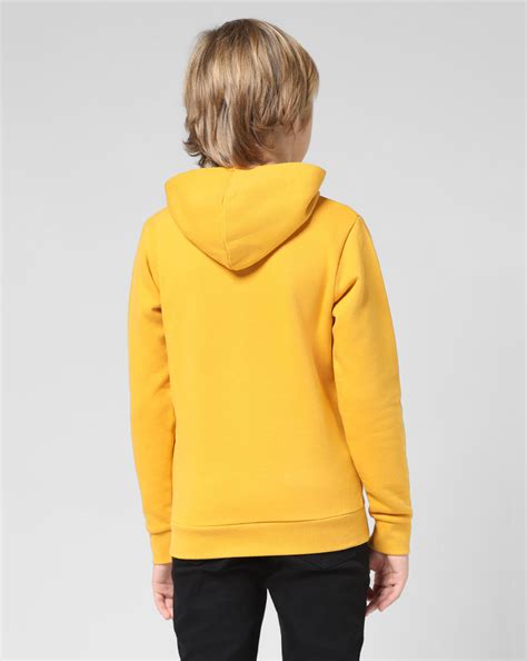 JUNIOR BOYS Yellow Logo Print Hooded Sweatshirt