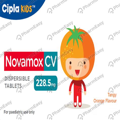 Novamox Cv 228.5mg Tangy Orange Flavour Strip Of 10 Tablets: Uses, Side ...