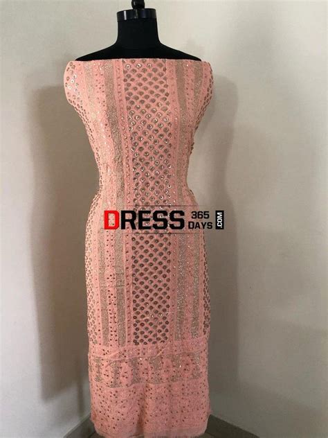 Peach Ring Mukaish Chikankari Suit – Dress365days