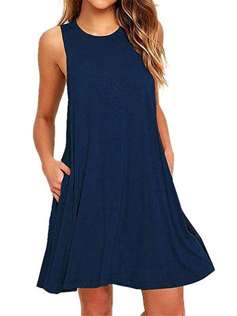 Women's Plus Size Sleeveless Swing Mini Dresses Summer Beach A Line ...