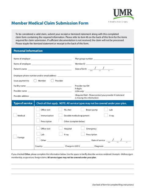 Member Medical Claim Submission Form - Blank Fillable Template | Fill ...