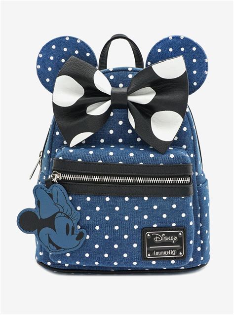 Loungefly Disney Minnie Mouse Denim Polka Dot Mini Backpack | Loungefly ...