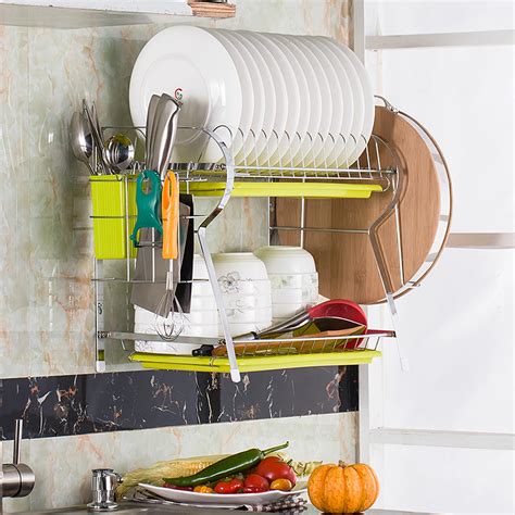 Wall Mounted Dish Drying Rack / Toolf utensil rack set of 5, kitchen ...