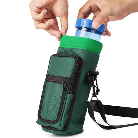 Insulated Neoprene Drawstring Water Bottle Carry Bag For Hiking Camping ...