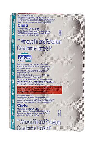 Advent 500/125 Mg Tablet: Uses, Side Effects, Price & Substitutes