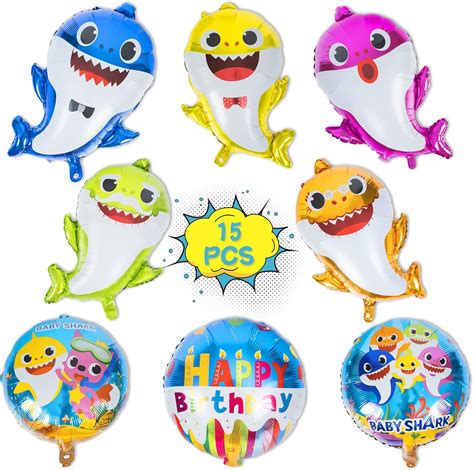 SPOMR 15Pcs Baby Shark Foil Balloons For Boy And | Ubuy India