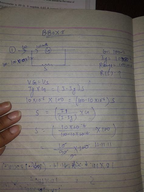 A galvanometer of resistance 100ohm gives full scale deflection for ...