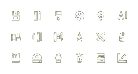 Minimal Line Style Drawing Tools Icons with 18 Vectors Neatly Designed ...