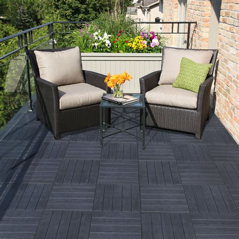 10 x Garden Patio Interlocking Composite Decking Floor Tiles Easy Tile ...