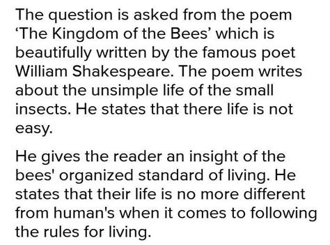 critical application of the pome the bee - Brainly.in