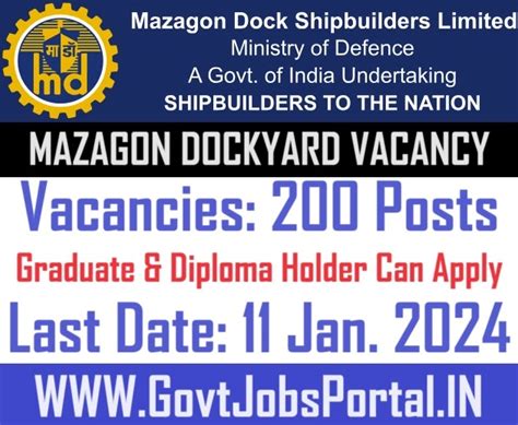 Mazagon Dock Shipyard Recruitment 2024: Graduate and Diploma Apprentice ...