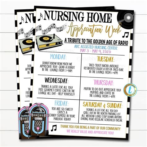Nursing Home Appreciation Week Itinerary, Thank You Healthcare Facility Event, Hospital Staff ...